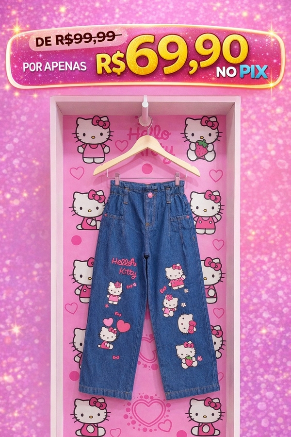 🎀 Calça Jeans Infantil Hello Kitty 🎀