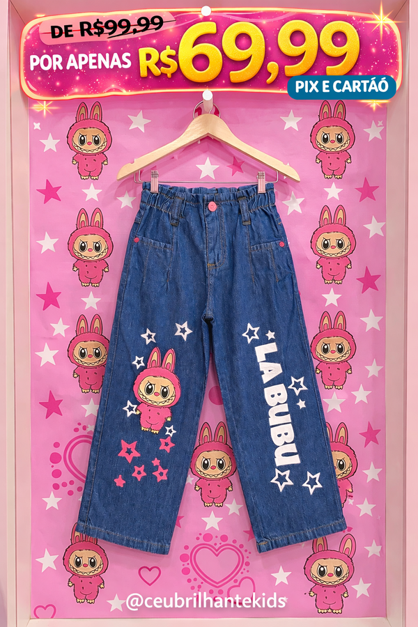 🎀 Calça Jeans Infantil Labubu 🎀
