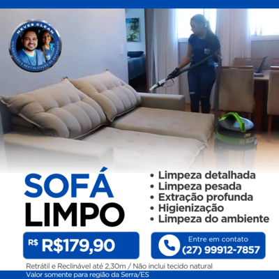 Limpeza de Sofá Até 2,30m